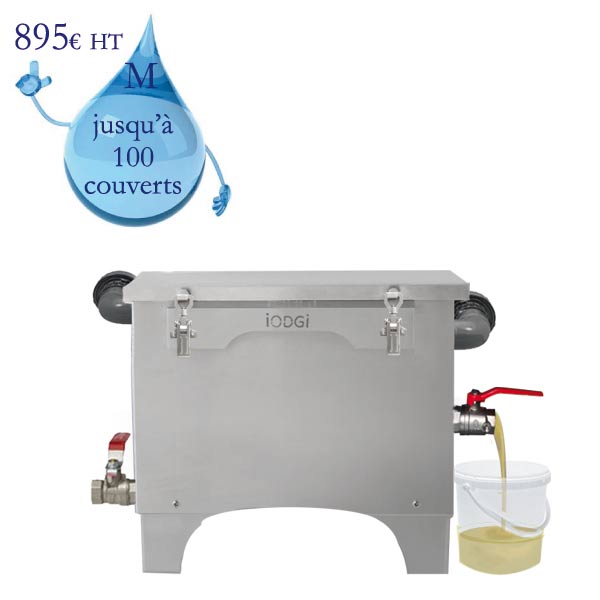 Prix bac à graisse sous plonge en inox iODGi taille M  jusqu'à 100 couverts